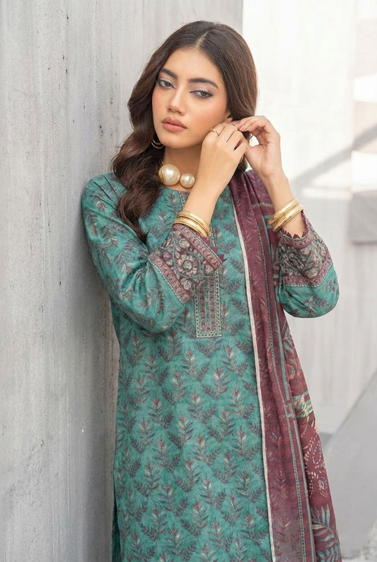 3 Piece Sabeen Premium Khaddar Unstitched Suit - 1327