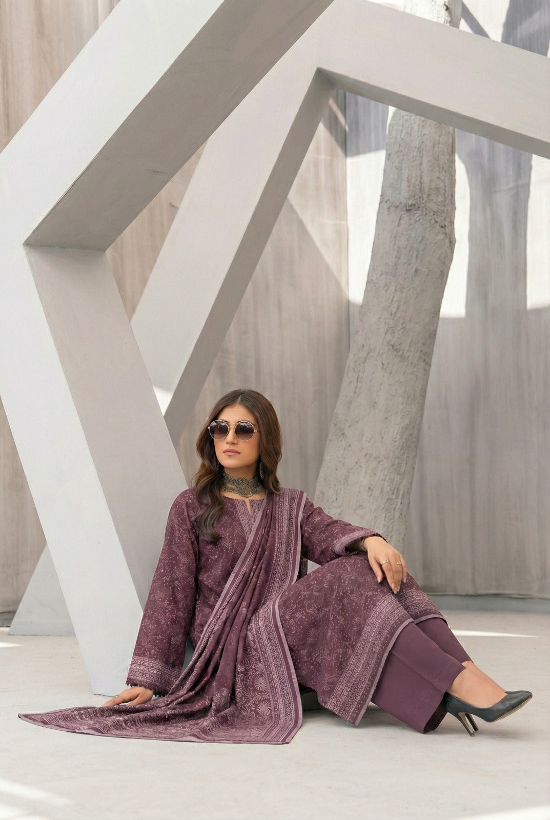 3 Piece Sabeen Premium Khaddar Unstitched Suit - 1331