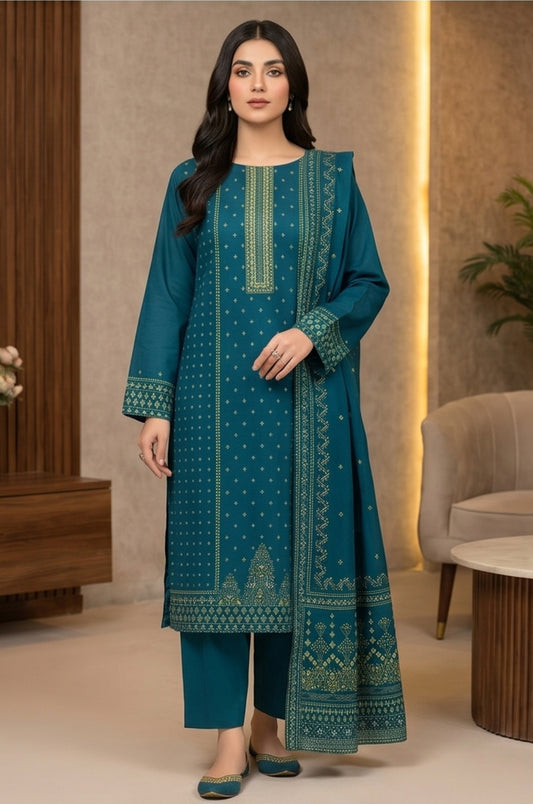 3 Piece Doriya Lawn Unstitched Suit With Voile Lawn Dupatta - 5025