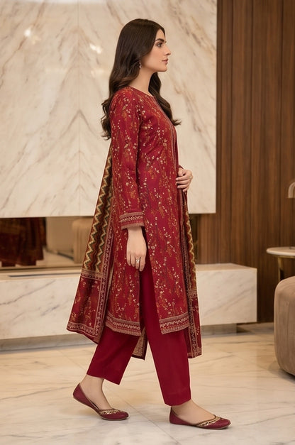 3 Piece Doriya Lawn Unstitched Suit With Voile Lawn Dupatta - 5023