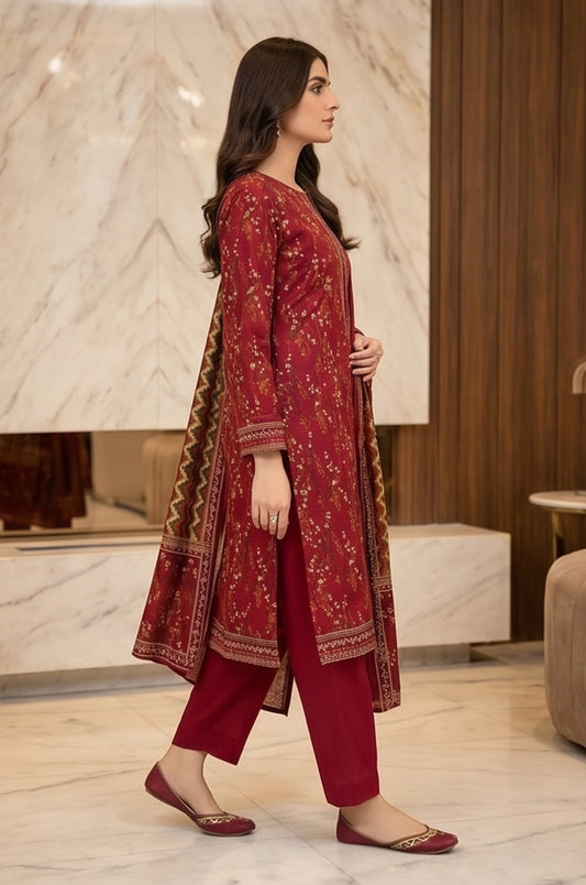 3 Piece Doriya Lawn Unstitched Suit With Voile Lawn Dupatta - 5023