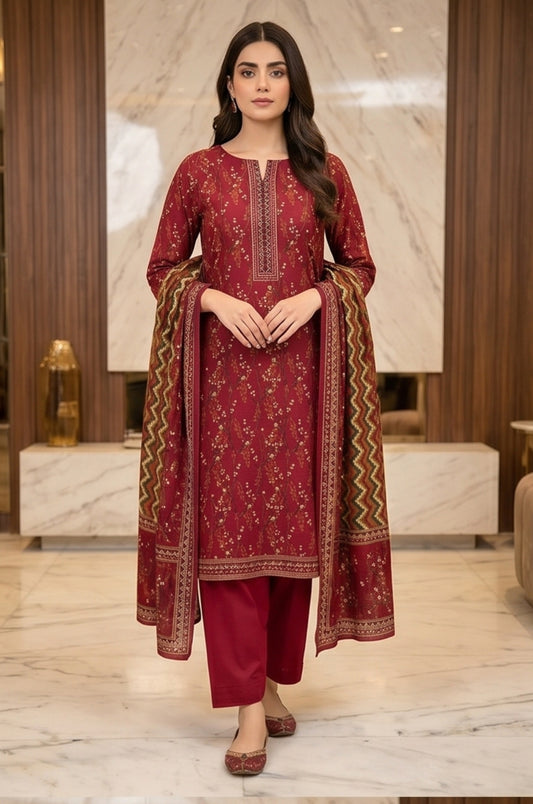 3 Piece Doriya Lawn Unstitched Suit With Voile Lawn Dupatta - 5023