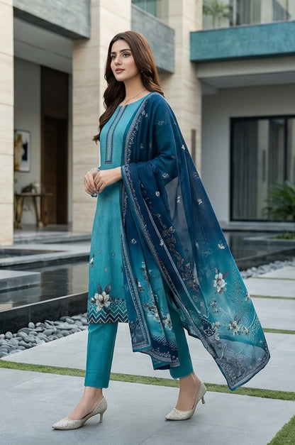 3 Piece Doriya Lawn Unstitched Suit With Voile Lawn Dupatta - 5022