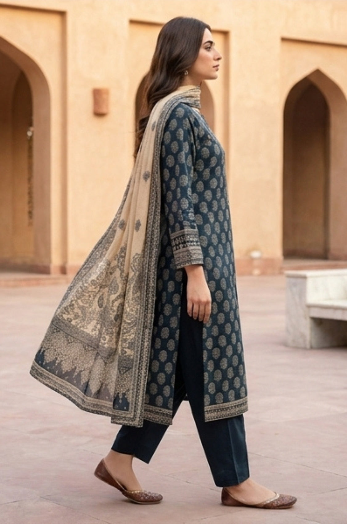 3 Piece Lawn Unstitched Suit With Voile Lawn Dupatta - 5021