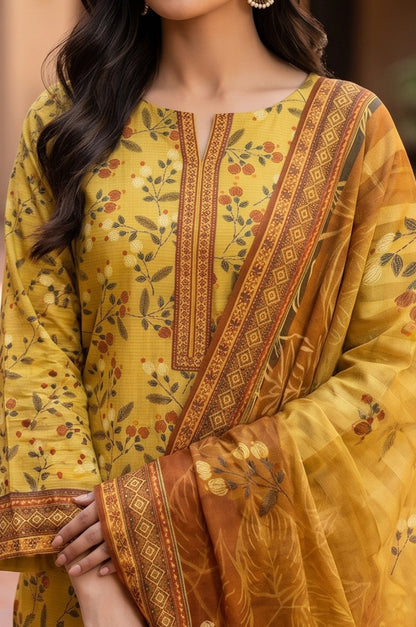 3 Piece Doriya Lawn Unstitched Suit With Lawn Dupatta - 5018