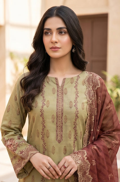 3 Piece Lawn Unstitched Suit With Voile Lawn Dupatta - 5027
