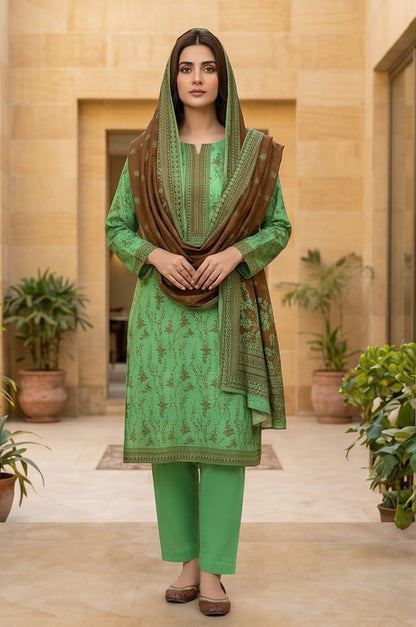 3 Piece Lawn Unstitched Suit With Voile Lawn Dupatta - 5026